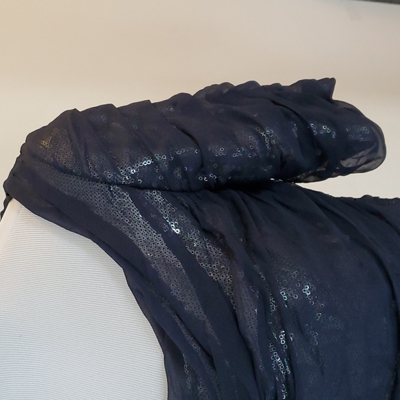 Tadashi Shoji Blue Sequin Net Dress Cocktail Gown - Size 4 - Picture 6 of 14